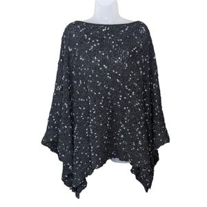 St. John Wool Blend Poncho Sweater M/L Speckled Gray